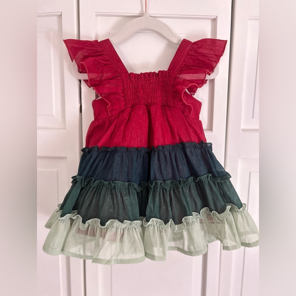 Cheeky plum Brielle Shimmer Holiday Cheer Dress 12 months